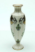 Earthenware vase with gilded motives of flowers design Ernst Wahliss ca.1900 executed by Turn-Teplitz Bohemia Austria 