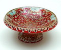  Aardewerk schaaltje op voet met polychrome florale decoratie uitvoering Zsolnay Pecs Hongarije ca.1900 