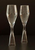  Champagne flûtes 2x Narcisso ontwerp Isabel Giampietro 1956 uitvoering Leerdam / Holland 
