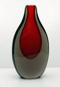 Grote Sommerso vaas met rode kern ontwerp Antonio Da Ros ca.1960 uitvoering Cenedese / Italie 