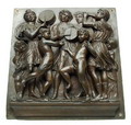  Bronzen plaquette voorstellende musikanten en dansende kinderen uitvoering  Ferdinand Barbedienne  1810-1892 Frankrijk  