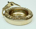  Amsterdamse School style brass ashtray with bird as cigar-cutter executed by Daalderop ca.1920 the Netherlands 