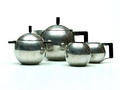  Tinnen theeservies met bakelieten knoppen / handgrepen modelno.1169 ontwerp Chr van de Hoef gemerkt Theo Hooft ca.1930 uitvoering Gero 