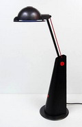 Halogene desklamp model Troller with adjustable red and black lackered mechanism executed by Lamperti / Italy ca.1985 