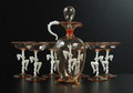  Bimini liquor set in art deco style 6 glasses and decanter Bohemia 1930 