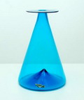  Blauwe conische vaas model S-181 S=Supramobile / decoratief object ontwerp Alessandro Pianon 1961 uitvoering Vistosi Italië 