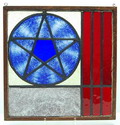  Vitrica raam waarvan de ster is uitgevoerd in blauw tincraquelé glas ontwerp A.D.Copier 1928 uitvoering Leerdam Holland 