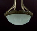  Ceiling-lamp frosted glass bowl in iron fixture design  executed by  Muller Frères  Luneville / France ca.1925  