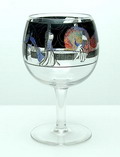  Glazen bokaal met emailleverf decoratie van dames en pauwen uitvoering Vedar Vetri d'Arte Fontana Mailand / Italie ca.1925 