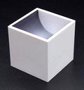  Wit melamine paperclip bakje Kubo met metalen inzetstuk ontwerp Bruno Munari 1957 uitvoering Danese Milano / Italy 