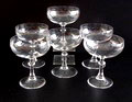  Champagne coupes 6x van servies J ontwerp K.P.C.de Bazel 1917-'18 uitvoering Glasfabriek Leerdam 