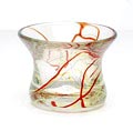  Helderglazen kom met gekleurde glasdraden ontwerp Johan de Vries uitvoering Oude Horn / Acquoy ca.1995 