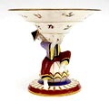  Aardewerk tazza polychroom beschilderde oriëntale vrouw die een kom draagt uitvoering Dux Porcelain Manufactory / Tsjecho-Slowakije 1912 