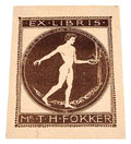  Ex Libris met voorstelling van naakt ontwerp Jan Eisenloeffel ontworpen voor Mr.T.H.Fokker ca.1930 