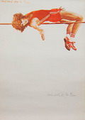  Lithografie Hoogspringer 1977 Serie-Graphic 9/250 ontwerp René Broné 1944- Huizen / Nederland 