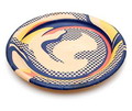  Wit papieren bord met zeefdruk decoratie in geel rood blauw ontwerp Roy Lichtenstein USA 1969 De borden werden commercieel bedrukt en per 10 verpakt in helder cellofane en verkocht by Bert Stern's USA op de 1e verdieping 