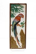  Polychroom geglazuurde cloisonné wandtegel met afbeelding van Ara ontwerp L.E.F Bodart ca.1925 uitvoering de Porceleyne Fles Delft 