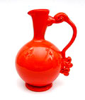  Oranje glazen unica vaas HAC 89 Softpot ontwerp Willem Heesen 1975 uitvoering Glasfabriek Leerdam 