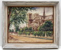  Olieverf op doek Kerkgezicht uitgevoerd door Karl Meyer-Nieting 1900-1980 Hamburg / Duitsland ca.1950 