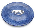  Blauw gedecoreerd wandbord uit de serie van 30 PATCHWORK PLATES ontwerp Marcel Wanders 2003 uitvoering Koninklijke Tichelaar Makkum 