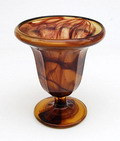  Amber Cloudglass vaas met naar binnen gevouwen bovenrand uitvoering The Davidson Glass Company ca.1935 Gateshead / Engeland 