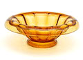  Amber kom met verticale ribben uitvoering The Davidson Glass Company ca.1935 Gateshead / Engeland 
