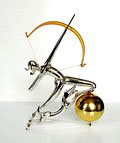  Voor de lamp geblazen glazen sculptuur van Boogschutter met hond uitvoering Bimini / Bohemen ca.1925 