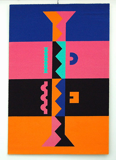 Pure woollen woven wall-carpet from the Ollo Collection Limited Edition 133 / 260 design Allessandro Mendini ca.1980 executed by Assur Carpets / Belgium for Alchimia / Italy 