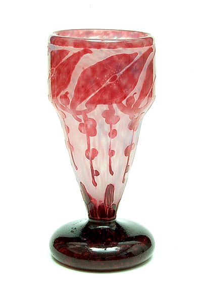Cameo glass vase Garances with acid-etched decoration of flowers design Charles Schneider 1923-'26 executed by Le Verre Français Epinay-sur-Seine / France 