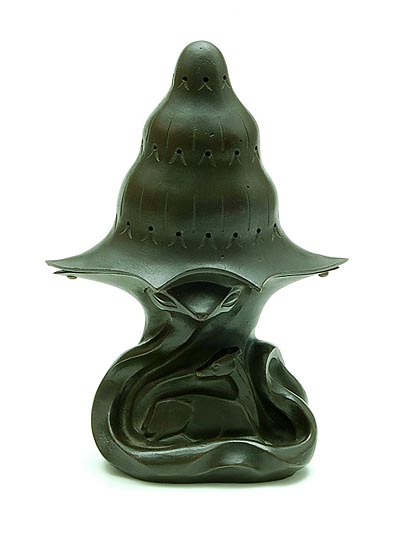 Bronze incense burner with relief-decoration of snake and deer design Hildo Krop ca.1920 executed by Winkelman van der Bijl Amsterdam / the Netherlands 
