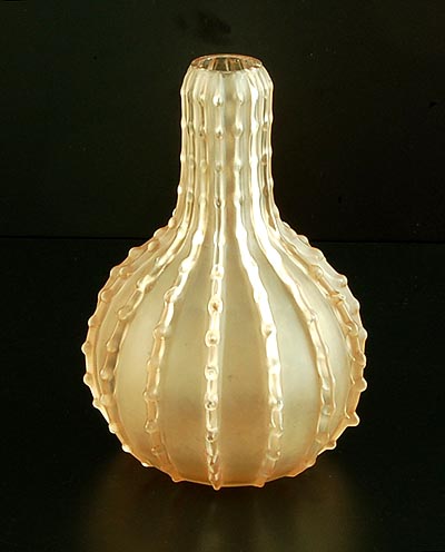 Glass vase Dentelé with acid etched finish and sepia patine design René Lalique 1912 executed by Lalique / France 