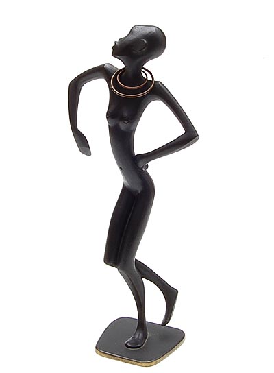 Bronze sculpture of female dancer with necklace design executed by Hagenauer ca.1925 Vienna / Austria 
