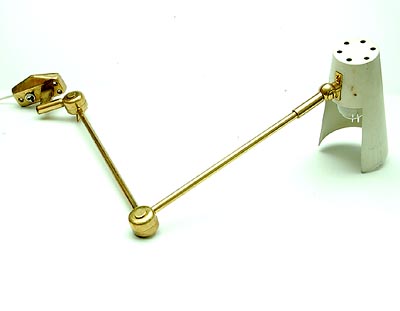  Wall-lamp brass tube with white lackered metal shade executed by Stilnovo Milan / Italy ca.1955 