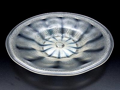Clear glass Unica bowl with white crackle design Chris Lebeau 1927 2nd time-period executed by Ludwig Moser und Söhne Adolf~Wintersberg / Czechoslovakia 
