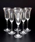Helderglazen champagne-flûtes 6x van het servies Romanda ontwerp A.D.Copier 1924 uitvoering Glasfabriek Leerdam 