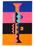 Scheerwollen gewoven wandtapijt van de Ollo Collection gelimiteerde oplage 133 / 260 ontwerp Allessandro Mendini ca.1980 uitvoering Assur Carpets / België voor Alchimia / Italië 