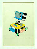  Alchimia kleuren zeefdruk Television gelimiteerde oplage 69 / 100 ontwerp Michele de Lucchi Italië 1981 