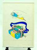  Alchimia kleuren zeefdruk Portable radio and tape recorder gelimiteerde oplage 69 / 100 ontwerp Michele de Lucchi Italië 1981 
