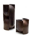Two earthenware bronze coloured glazed Multipel vases design Jan van der Vaart 1967-'68 executed in own studio / the Netherlands 1973-'74 