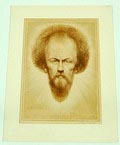 Litho portret van Rien Hack uitgevoerd in bruin goud bronspoeder ontwerp uitvoering Chris Lebeau 1913 