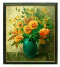 Olieverf schilderij Chrysanten uitgevoerd door Jan Schonk 1889-1976 in eigen atelier 1951-'60 