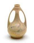 Small earthenware vase with yellow lustre-glaze with painted decoration of fishes and sea-anemones executed by St.Lukas Utrecht / the Netherlands 1909-'23 