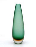 Glass Inciso vase green- and ambercoloured glass with clear glass overlay design Paolo Venini 1955-'56 executed by Venini / Italy 