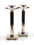 Silver plated candlestick s 2x design Richard Meier ca.1985 for Swid Powell / USA Made in Italy 