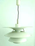 White lackered and nickle plated metal ceiling-lamp Charlottenburg Pendel design Poul Henningsen 1926-'27 in production by Louis Poulsen / Denmark since 1980 