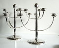 Pleet verzilverde kandelaars 2x ontwerp Gustav Beran ontwerp 1957 uitvoering Keltum 1962 