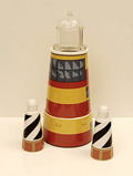 Voorraad potten 3x model gebaseerd op vuurtoren Pilsum Cape Hatteras II limited editions ontwerp Aldo Rossi 1931-1997 voor Rosenthal Studio-Linie / Duitsland 1994 