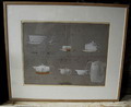 Ontwerptekening guache / ingelijst van ontbijt servies Opus no 265-272 voor Holland-Utrecht ca.1920 