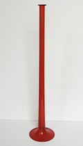 Rood glazen trompet vaas stickers Vistosi made in Murano ca.1970 