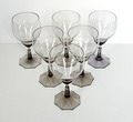 6 Rouwpaarse wijnglazen servies Peer ontwerp A.D.Copier Leerdam / Holland 1927 